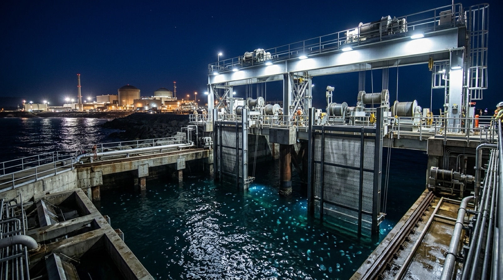 JAZR frames lowered into the intake lanes at night